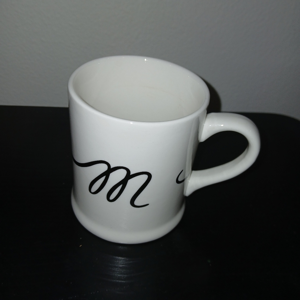 Elegant White Mug with Black Script